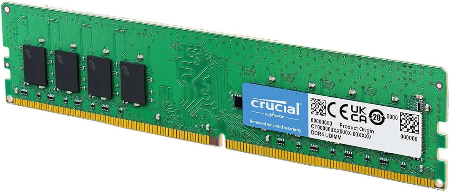 Crucial 8GB DDR4 RAM, 3200MHz (PC4-25600) CL22 Desktop Memory, UDIMM 288-Pin, Downclockable to 2933/